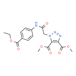 ChemSpider 2D Image | Dimethyl 1-(2-{[4-(ethoxycarbonyl)phenyl]amino}-2-oxoethyl)-1H-1,2,3-triazole-4,5-dicarboxylate | C17H18N4O7