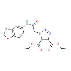 ChemSpider 2D Image | Diethyl 1-[2-(1,3-benzodioxol-5-ylamino)-2-oxoethyl]-1H-1,2,3-triazole-4,5-dicarboxylate | C17H18N4O7