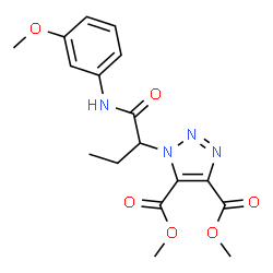 ChemSpider 2D Image | Dimethyl 1-{1-[(3-methoxyphenyl)amino]-1-oxo-2-butanyl}-1H-1,2,3-triazole-4,5-dicarboxylate | C17H20N4O6