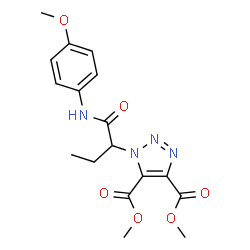 ChemSpider 2D Image | Dimethyl 1-{1-[(4-methoxyphenyl)amino]-1-oxo-2-butanyl}-1H-1,2,3-triazole-4,5-dicarboxylate | C17H20N4O6