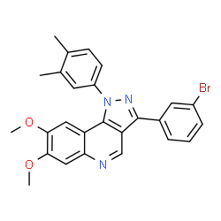 ChemSpider 2D Image | 3-(3-Bromophenyl)-1-(3,4-dimethylphenyl)-7,8-dimethoxy-1H-pyrazolo[4,3-c]quinoline | C26H22BrN3O2
