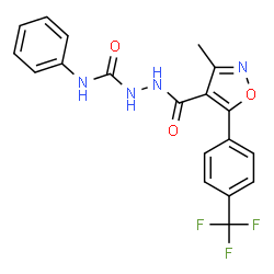ChemSpider 2D Image | 2-({3-Methyl-5-[4-(trifluoromethyl)phenyl]-1,2-oxazol-4-yl}carbonyl)-N-phenylhydrazinecarboxamide | C19H15F3N4O3