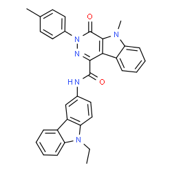 ChemSpider 2D Image | N-(9-Ethyl-9H-carbazol-3-yl)-5-methyl-3-(4-methylphenyl)-4-oxo-4,5-dihydro-3H-pyridazino[4,5-b]indole-1-carboxamide | C33H27N5O2