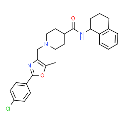 ChemSpider 2D Image | 1-{[2-(4-Chlorophenyl)-5-methyl-1,3-oxazol-4-yl]methyl}-N-(1,2,3,4-tetrahydro-1-naphthalenyl)-4-piperidinecarboxamide | C27H30ClN3O2
