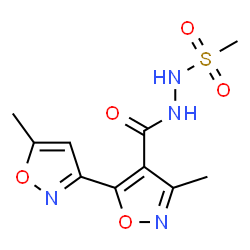 ChemSpider 2D Image | 3',5-Dimethyl-N'-(methylsulfonyl)-3,5'-bi-1,2-oxazole-4'-carbohydrazide | C10H12N4O5S