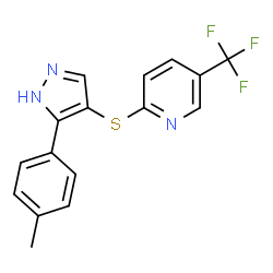 ChemSpider 2D Image | 2-{[3-(4-methylphenyl)-1H-pyrazol-4-yl]thio}-5-(trifluoromethyl)pyridine | C16H12F3N3S