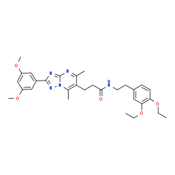 ChemSpider 2D Image | N-[2-(3,4-Diethoxyphenyl)ethyl]-3-[2-(3,5-dimethoxyphenyl)-5,7-dimethyl[1,2,4]triazolo[1,5-a]pyrimidin-6-yl]propanamide | C30H37N5O5