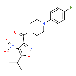 ChemSpider 2D Image | [4-(4-Fluorophenyl)-1-piperazinyl](5-isopropyl-4-nitro-1,2-oxazol-3-yl)methanone | C17H19FN4O4
