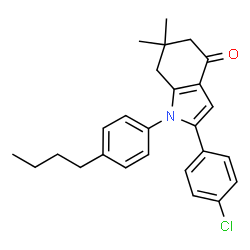 ChemSpider 2D Image | 1-(4-Butylphenyl)-2-(4-chlorophenyl)-6,6-dimethyl-1,5,6,7-tetrahydro-4H-indol-4-one | C26H28ClNO