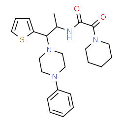 ChemSpider 2D Image | 2-Oxo-N-[1-(4-phenyl-1-piperazinyl)-1-(2-thienyl)-2-propanyl]-2-(1-piperidinyl)acetamide | C24H32N4O2S