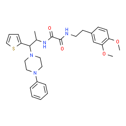 ChemSpider 2D Image | N-[2-(3,4-Dimethoxyphenyl)ethyl]-N'-[1-(4-phenyl-1-piperazinyl)-1-(2-thienyl)-2-propanyl]ethanediamide | C29H36N4O4S