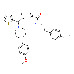 ChemSpider 2D Image | N-[2-(4-Methoxyphenyl)ethyl]-N'-{1-[4-(4-methoxyphenyl)-1-piperazinyl]-1-(2-thienyl)-2-propanyl}ethanediamide | C29H36N4O4S