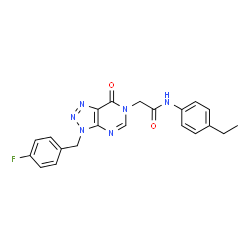 ChemSpider 2D Image | N-(4-Ethylphenyl)-2-[3-(4-fluorobenzyl)-7-oxo-3,7-dihydro-6H-[1,2,3]triazolo[4,5-d]pyrimidin-6-yl]acetamide | C21H19FN6O2