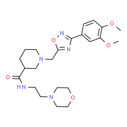 ChemSpider 2D Image | 1-{[3-(3,4-Dimethoxyphenyl)-1,2,4-oxadiazol-5-yl]methyl}-N-[2-(4-morpholinyl)ethyl]-3-piperidinecarboxamide | C23H33N5O5