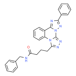 ChemSpider 2D Image | N-Benzyl-4-(10-phenylbis[1,2,4]triazolo[4,3-a:1',5'-c]quinazolin-3-yl)butanamide | C27H23N7O