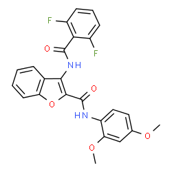 ChemSpider 2D Image | 3-[(2,6-Difluorobenzoyl)amino]-N-(2,4-dimethoxyphenyl)-1-benzofuran-2-carboxamide | C24H18F2N2O5