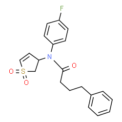 ChemSpider 2D Image | N-(1,1-Dioxido-2,3-dihydro-3-thiophenyl)-N-(4-fluorophenyl)-4-phenylbutanamide | C20H20FNO3S