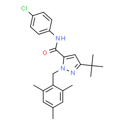 ChemSpider 2D Image | 3-(tert-butyl)-N-(4-chlorophenyl)-1-(mesitylmethyl)-1H-pyrazole-5-carboxamide | C24H28ClN3O