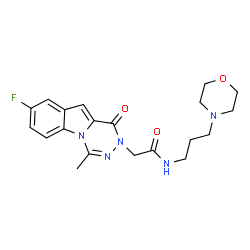ChemSpider 2D Image | 2-(8-Fluoro-4-methyl-1-oxo[1,2,4]triazino[4,5-a]indol-2(1H)-yl)-N-[3-(4-morpholinyl)propyl]acetamide | C20H24FN5O3