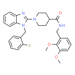 ChemSpider 2D Image | N-(2,3-Dimethoxybenzyl)-1-[1-(2-fluorobenzyl)-1H-benzimidazol-2-yl]-4-piperidinecarboxamide | C29H31FN4O3
