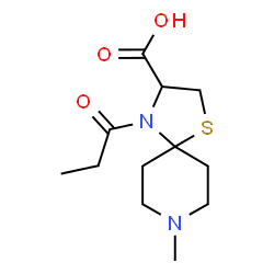 ChemSpider 2D Image | 8-Methyl-4-propionyl-1-thia-4,8-diazaspiro[4.5]decane-3-carboxylic acid | C12H20N2O3S