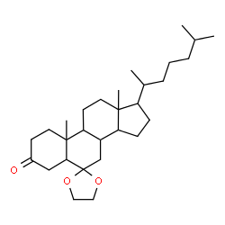 ChemSpider 2D Image | 10,13-Dimethyl-17-(6-methyl-2-heptanyl)tetradecahydrospiro[cyclopenta[a]phenanthrene-6,2'-[1,3]dioxolan]-3(2H)-one | C29H48O3