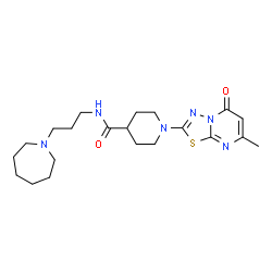 ChemSpider 2D Image | N-[3-(1-Azepanyl)propyl]-1-(7-methyl-5-oxo-5H-[1,3,4]thiadiazolo[3,2-a]pyrimidin-2-yl)-4-piperidinecarboxamide | C21H32N6O2S