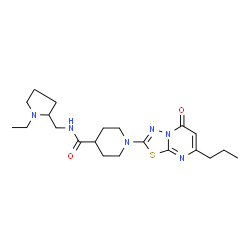 ChemSpider 2D Image | N-[(1-Ethyl-2-pyrrolidinyl)methyl]-1-(5-oxo-7-propyl-5H-[1,3,4]thiadiazolo[3,2-a]pyrimidin-2-yl)-4-piperidinecarboxamide | C21H32N6O2S