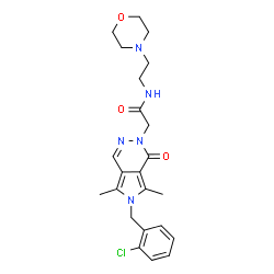 ChemSpider 2D Image | 2-[6-(2-Chlorobenzyl)-5,7-dimethyl-1-oxo-1,6-dihydro-2H-pyrrolo[3,4-d]pyridazin-2-yl]-N-[2-(4-morpholinyl)ethyl]acetamide | C23H28ClN5O3