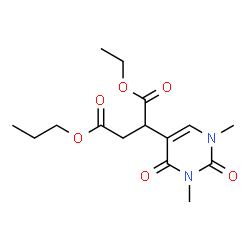 ChemSpider 2D Image | 1-Ethyl 4-propyl 2-(1,3-dimethyl-2,4-dioxo-1,2,3,4-tetrahydro-5-pyrimidinyl)succinate | C15H22N2O6