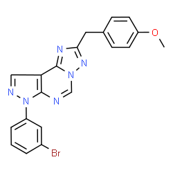 ChemSpider 2D Image | 7-(3-Bromophenyl)-2-(4-methoxybenzyl)-7H-pyrazolo[4,3-e][1,2,4]triazolo[1,5-c]pyrimidine | C20H15BrN6O