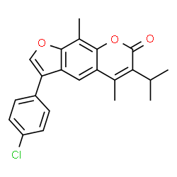 ChemSpider 2D Image | 3-(4-Chlorophenyl)-6-isopropyl-5,9-dimethyl-7H-furo[3,2-g]chromen-7-one | C22H19ClO3