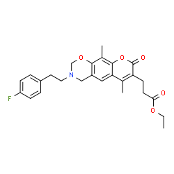 ChemSpider 2D Image | Ethyl 3-{3-[2-(4-fluorophenyl)ethyl]-6,10-dimethyl-8-oxo-3,4-dihydro-2H,8H-chromeno[6,7-e][1,3]oxazin-7-yl}propanoate | C26H28FNO5