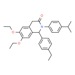 ChemSpider 2D Image | 6,7-Diethoxy-1-(4-ethylphenyl)-2-(4-isopropylphenyl)-1,4-dihydro-3(2H)-isoquinolinone | C30H35NO3