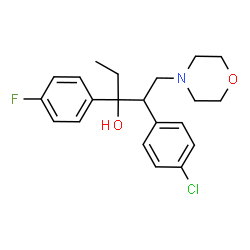 ChemSpider 2D Image | 2-(4-Chlorophenyl)-3-(4-fluorophenyl)-1-(4-morpholinyl)-3-pentanol | C21H25ClFNO2