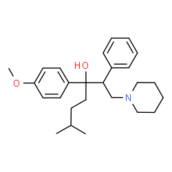 ChemSpider 2D Image | 3-(4-Methoxyphenyl)-6-methyl-2-phenyl-1-(1-piperidinyl)-3-heptanol | C26H37NO2