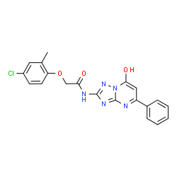 ChemSpider 2D Image | 2-(4-Chloro-2-methylphenoxy)-N-(7-hydroxy-5-phenyl[1,2,4]triazolo[1,5-a]pyrimidin-2-yl)acetamide | C20H16ClN5O3