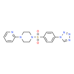 ChemSpider 2D Image | 1-(2-Pyridinyl)-4-{[4-(1H-tetrazol-1-yl)phenyl]sulfonyl}piperazine | C16H17N7O2S