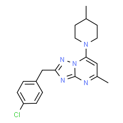 ChemSpider 2D Image | 2-(4-Chlorobenzyl)-5-methyl-7-(4-methyl-1-piperidinyl)[1,2,4]triazolo[1,5-a]pyrimidine | C19H22ClN5