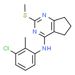 ChemSpider 2D Image | N-(3-Chloro-2-methylphenyl)-2-(methylsulfanyl)-6,7-dihydro-5H-cyclopenta[d]pyrimidin-4-amine | C15H16ClN3S