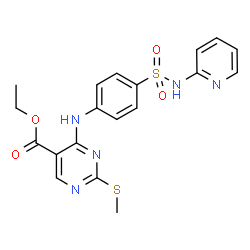 ChemSpider 2D Image | Ethyl 2-(methylsulfanyl)-4-{[4-(2-pyridinylsulfamoyl)phenyl]amino}-5-pyrimidinecarboxylate | C19H19N5O4S2