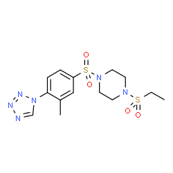ChemSpider 2D Image | 1-(Ethylsulfonyl)-4-{[3-methyl-4-(1H-tetrazol-1-yl)phenyl]sulfonyl}piperazine | C14H20N6O4S2