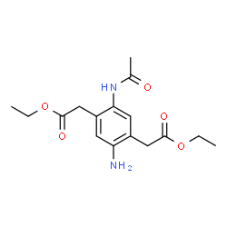 ChemSpider 2D Image | Diethyl 2,2'-(2-acetamido-5-amino-1,4-phenylene)diacetate | C16H22N2O5