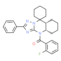 ChemSpider 2D Image | (2-Fluorophenyl)[(4a'S,8a'R)-2'-phenyl-4a',5',6',7',8',8a'-hexahydro-4'H-spiro[cyclohexane-1,9'-[1,2,4]triazolo[5,1-b]quinazolin]-4'-yl]methanone | C27H29FN4O