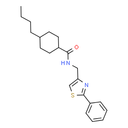ChemSpider 2D Image | 4-Butyl-N-[(2-phenyl-1,3-thiazol-4-yl)methyl]cyclohexanecarboxamide | C21H28N2OS
