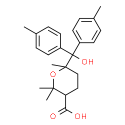 ChemSpider 2D Image | 6-{Hydroxy[bis(4-methylphenyl)]methyl}-2,2,6-trimethyltetrahydro-2H-pyran-3-carboxylic acid | C24H30O4