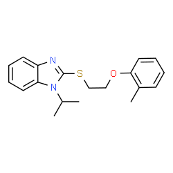 ChemSpider 2D Image | 1-Isopropyl-2-{[2-(2-methylphenoxy)ethyl]sulfanyl}-1H-benzimidazole | C19H22N2OS