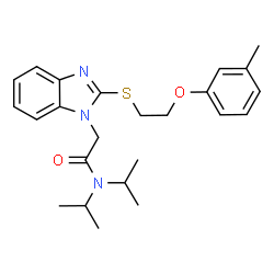 ChemSpider 2D Image | N,N-Diisopropyl-2-(2-{[2-(3-methylphenoxy)ethyl]sulfanyl}-1H-benzimidazol-1-yl)acetamide | C24H31N3O2S