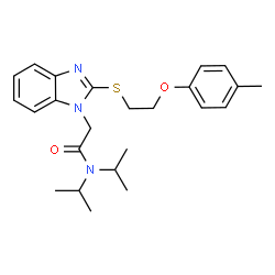 ChemSpider 2D Image | N,N-Diisopropyl-2-(2-{[2-(4-methylphenoxy)ethyl]sulfanyl}-1H-benzimidazol-1-yl)acetamide | C24H31N3O2S