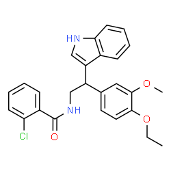 ChemSpider 2D Image | 2-Chloro-N-[2-(4-ethoxy-3-methoxyphenyl)-2-(1H-indol-3-yl)ethyl]benzamide | C26H25ClN2O3